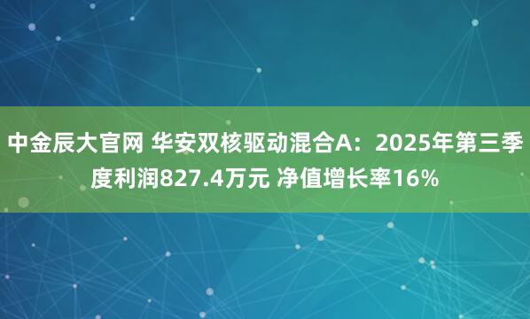 中金辰大官网 华安双核驱动混合A：2025年第三季度利润827.4万元 净值增长率16%